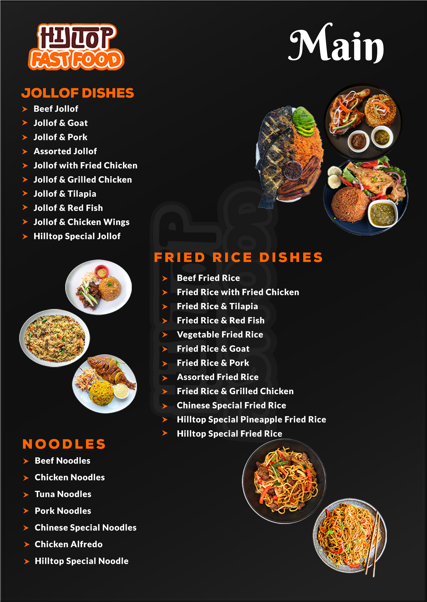 Hilltop FastFood Menu